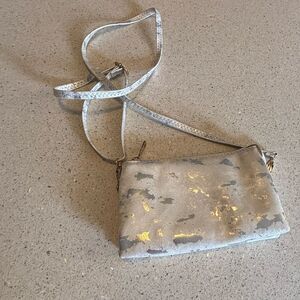 Elegant White and Silver Women's Crossbody Bag by Caroline Hill